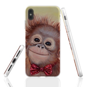 Monkey phone case, animal phone case, monkey gift, flexible phone case,art phone case, funny phone case, monkey art, tpu phone case, monkey image 1