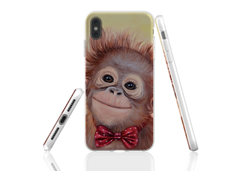 Monkey phone case, animal phone case, monkey gift, flexible phone case,art phone case, funny phone case, monkey art, tpu phone case, monkey image 1