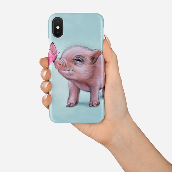 Lindo bebé cerdo plástico teléfono caso encaja iPhone
