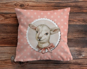 Lamb cushion cover, sheep pillow, nursery decor, kids room decor, baby room decor, throw pillow, new baby gift, home decor, baby shower gift