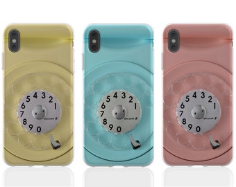 Retro telephone iPhone case, vintage phone mobile case, rotary dial phone iPhone case, clear iphone 15 case, flexible phone case, TPU case