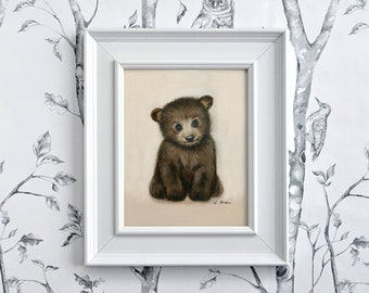 Bear nursery print. Nursery wall art. Bear giclee print. Bear nursery art.  Baby bear artwork. Animal nursery decor. Gender neutral nurser.