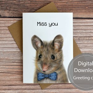 Tarjeta de felicitación imprimible con ratón, tarjeta de felicitación de extraño, tarjeta imprimible del día de San Valentín, tarjeta de felicitación de descarga digital, tarjeta de distancia social