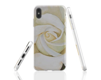 White rose iPhone case, rose mobile case, rose phone case, flower samsung case, flexible phone case, TPU case, flower iPhone 14 Pro case