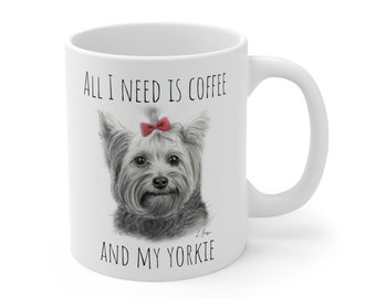 Yorkie coffee mug, Yorkshire terrier mug, yorkie gifts, yorkie mom gift, yorkie lover gift, dog lover gift, dog coffee mug, yorkie artwork