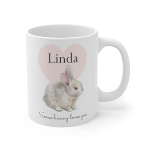 Personalized cute bunny mug, easter gift, Easter Ceramic Mug, bunny coffee cup, Name coffee mug, Bunny Tea Ceramic Mug, Bunny gift