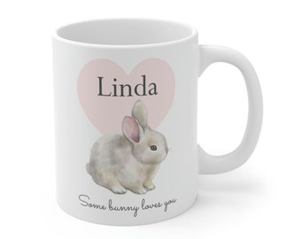 Personalized cute bunny mug, easter gift, Easter Ceramic Mug, bunny coffee cup, Name coffee mug, Bunny Tea Ceramic Mug, Bunny gift