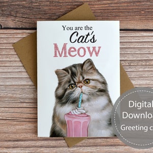 Cat printable greeting card, funny greeting card, valentines day printable card, digital download greeting card, kitten valentines card, cat