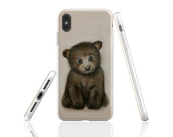 Funda de osezno, funda de animal, funda de TPU, regalo de oso, osito, funda de oso grizzly, funda transparente, funda flexible