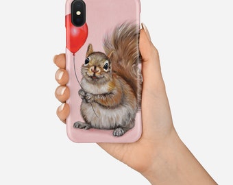 Squirrel phone case, squirrel iPhone 15 case, animal phone case, art phone case, animal lover gift, pixel phone case, cute phone case