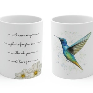 Tasse Ho'oponopono, tasse colibri, tasse de chocolat chaud, tasse à café Hoponopono, tasse d'affirmation, mantra Ho'oponopono, tasse d'affirmation positive