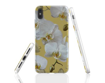 Orchids artwork iPhone case, flowers mobile case, floral iPhone case, clear flexible phone case, orchids gifts, tpu rubber phone case