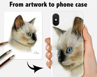 Siamese cat phone case, cat iphone case, kitten phone case, cat iphone 14 cover, cat mobile case, cat samsung phone case, cat lovers gift