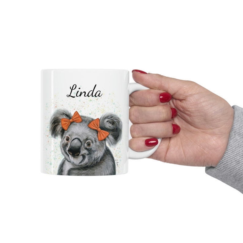 Personalized koala mug, koala gift, koala Ceramic Mug, koala coffee cup, custom name mug, personalizable animal mug, koala art mug image 6