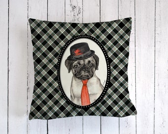 Pug cushion cover, pug throw pillow, pet cushion, dog lover gift, dog portrait cushion, pet portrait cushion, dog art, designer cushion
