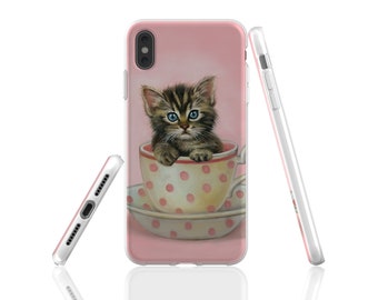 Cat phone case, cat lover gift, pet phone case, kitten iphone 14, flexible case, cat samsung case, pink phone case, cat lover gift