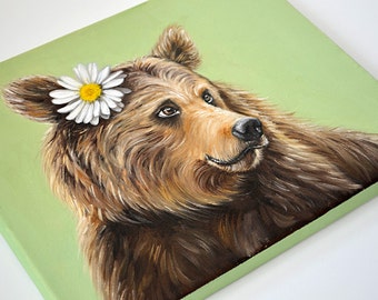 Bear canvas print, woodland nursery art, nursery wall art, bear wall art, kids canvas, bear canvas art, animal print,  bear nursery print