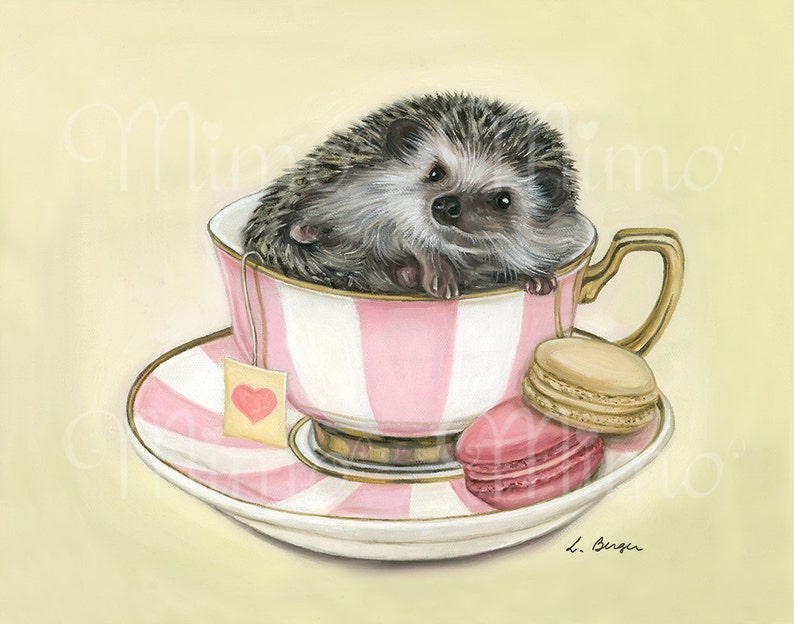 Hedgehog art print. Hedgehog giclee print. Whimsical nursery art. Animal nursery decor. Printed nursery wall art. Hedgehog gift. Pet art. image 3