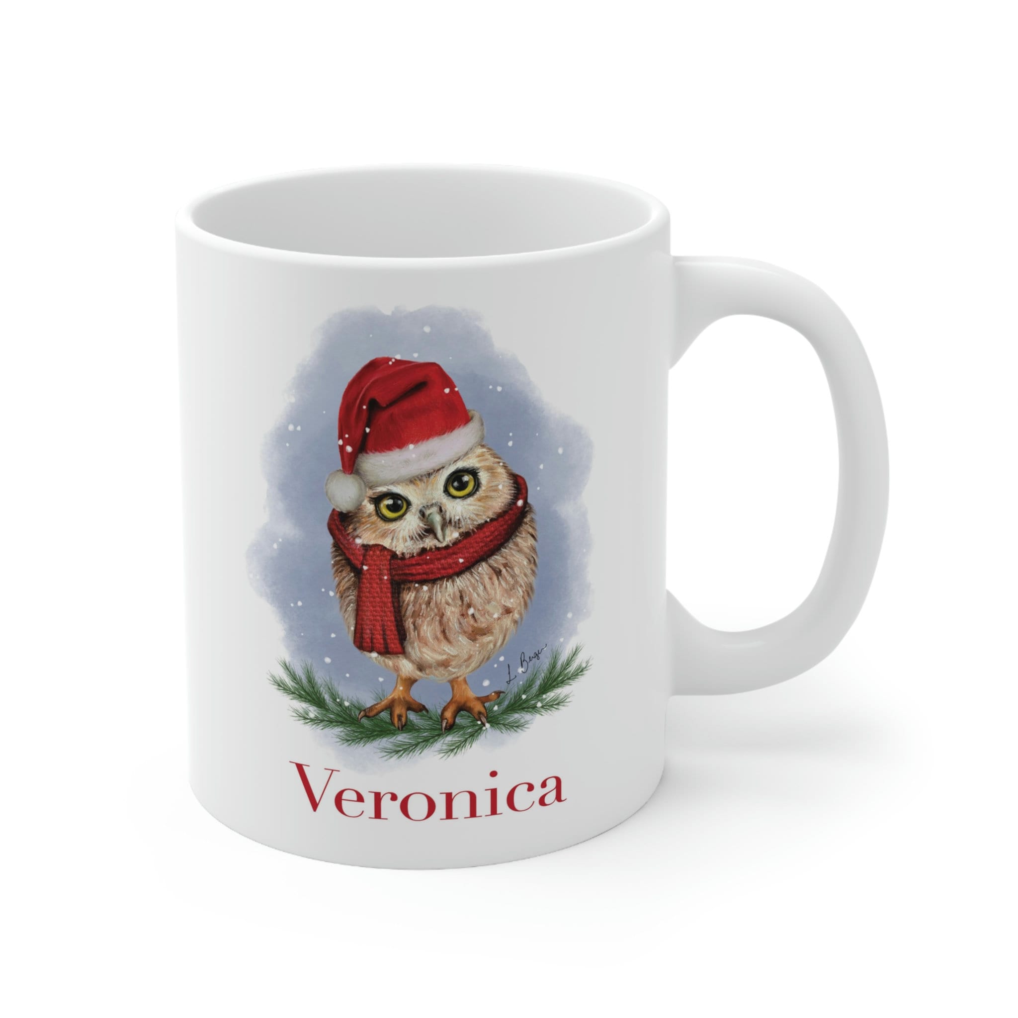 Personalized Christmas Owl mug, custom name christmas mug, christmas owl coffee cup, stocking stuffe