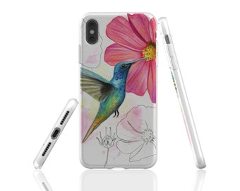 Coque de portable colibri, coque de portable fleurie, coque de portable animal, coque de portable colibri, coque de portable fleur, coque de portable artistique, amoureux des oiseaux, cadeau pour elle