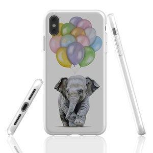 Elephant with balloons phone case, animal phone case, art phone case, baby elephant gift, animal iPhone 16 case, elephant iphone cover