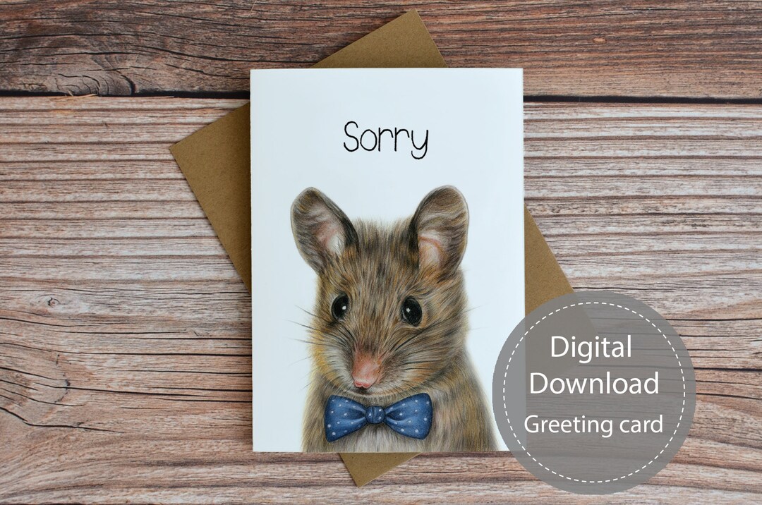 Apology Greeting Card, Mouse Greeting Card, Sorry Card, Mouse Printable ...