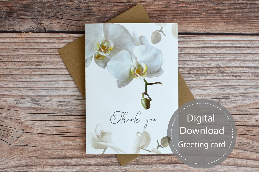 Orchids Thank You Printable Greeting Card, Gratitude Digital Download ...