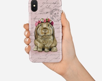 Lop bunny phone case, rabbit phone case, easter phone case, lop rabbit iphone, animal phone cover, samsung galaxy phone case, bunny art