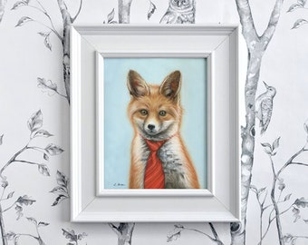 Fox art print,boy woodland nursery decor, nursery wall art, animal nursery decor, woodland nursery art, fox portrait, fox nursery print, fox