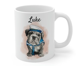 Personalized English bulldog mug, English Bulldog gift, custom name mug, dog mug, bulldog lover's gift, dog coffee cup, dog ceramic mug