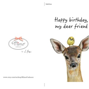 Deer Birthday Printable Card, Friends Birthday Printable Card, Digital ...