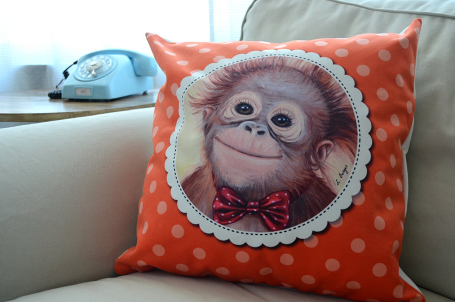 Monkey Cushion Cover Kids Cushion Kids Decor Animal Etsy