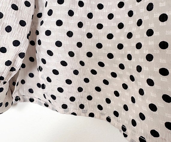 vintage 70s 80s silk polkadot blouse XS S - image 2