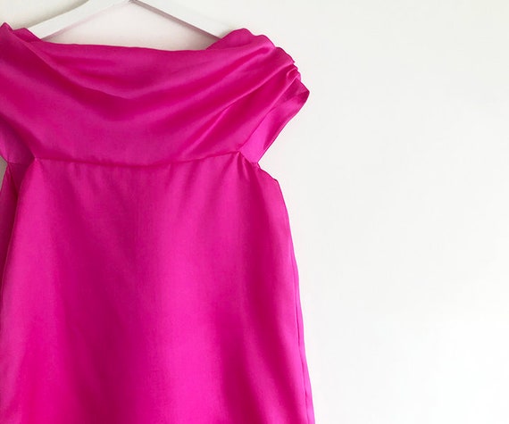 vintage diaphanous pink silk organza dress S - image 4