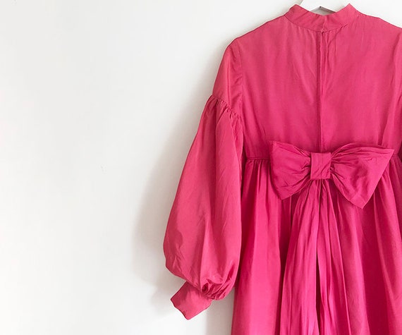 vintage 60s pink balloon sleeved gown XS S - image 6