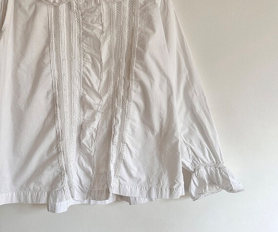 antique french lace ruffled collar cotton blouse … - image 7
