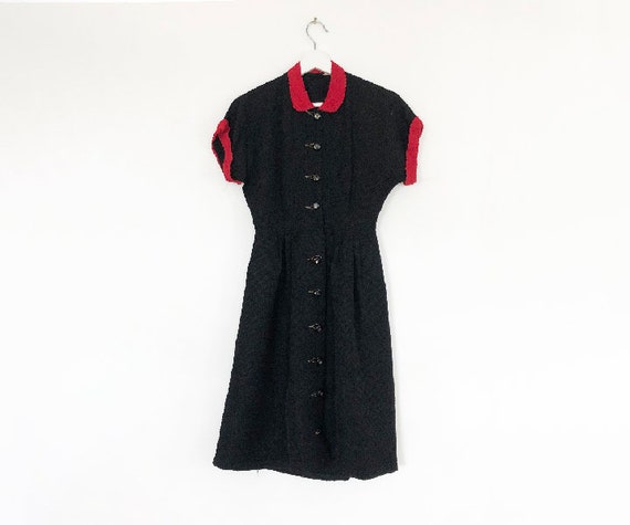 vintage 40s 50s textured dress S - image 2