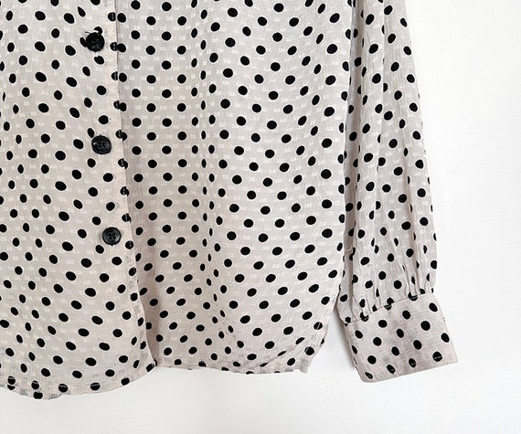 vintage 70s 80s silk polkadot blouse XS S - image 6