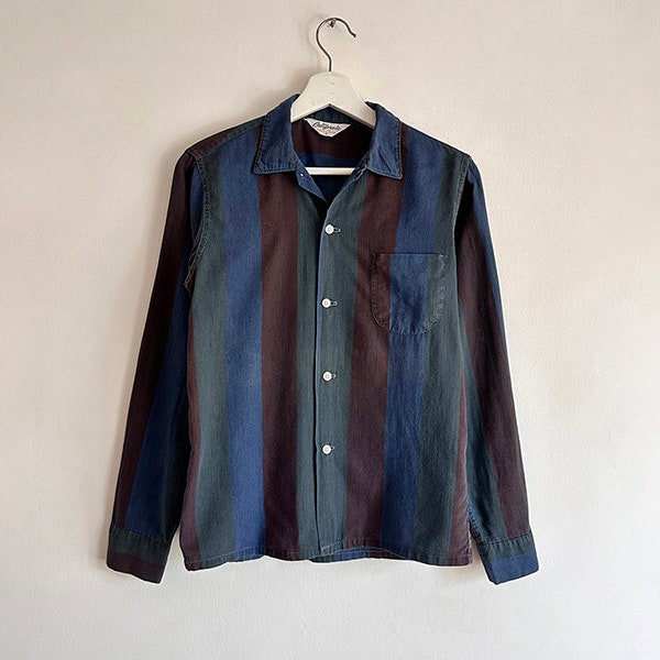 vintage 50s 60s striped cotton shirt mens S