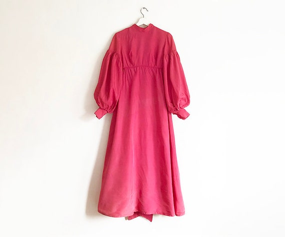 vintage 60s pink balloon sleeved gown XS S - image 2