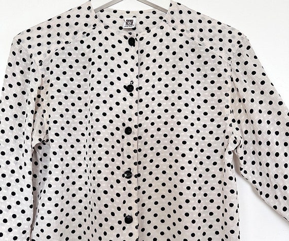 vintage 70s 80s silk polkadot blouse XS S - image 5