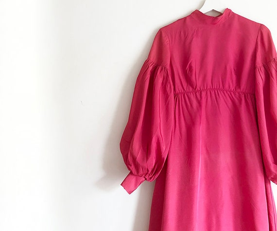 vintage 60s pink balloon sleeved gown XS S - image 4
