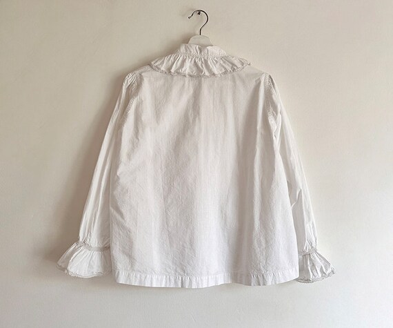 antique french lace ruffled collar cotton blouse … - image 9
