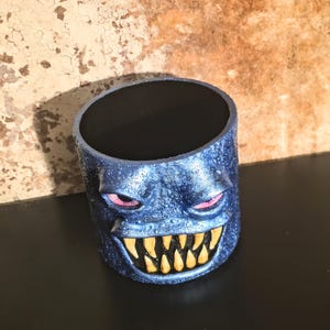 Monster Cache Pot - 4" Metallic Blue Planter