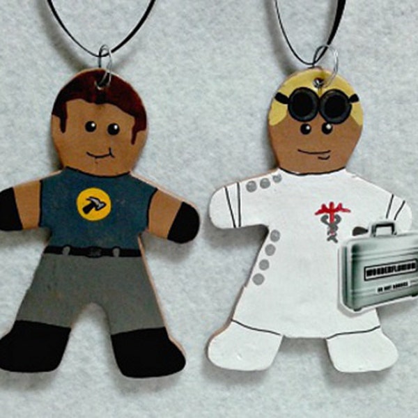 Dr Horrible & Captain Hammer polymer clay gingerbread ornaments