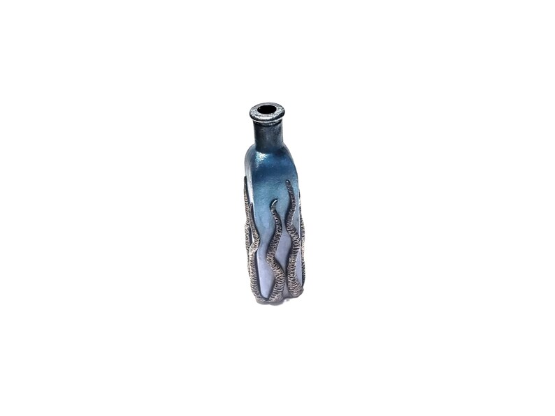 Tentacle glass bottle, sculpted polymer clay bottle art image 2