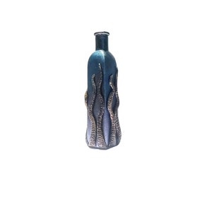 Tentacle glass bottle, sculpted polymer clay bottle art image 4