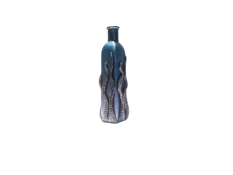 Tentacle glass bottle, sculpted polymer clay bottle art image 4