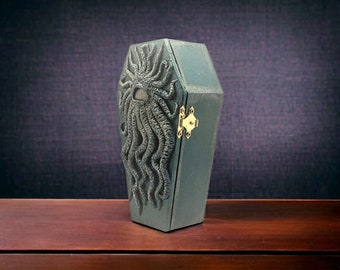 Tentacle Coffin Box, Metalic Green Coffin Stash Box