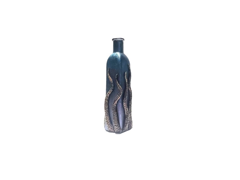 Tentacle glass bottle, sculpted polymer clay bottle art image 7